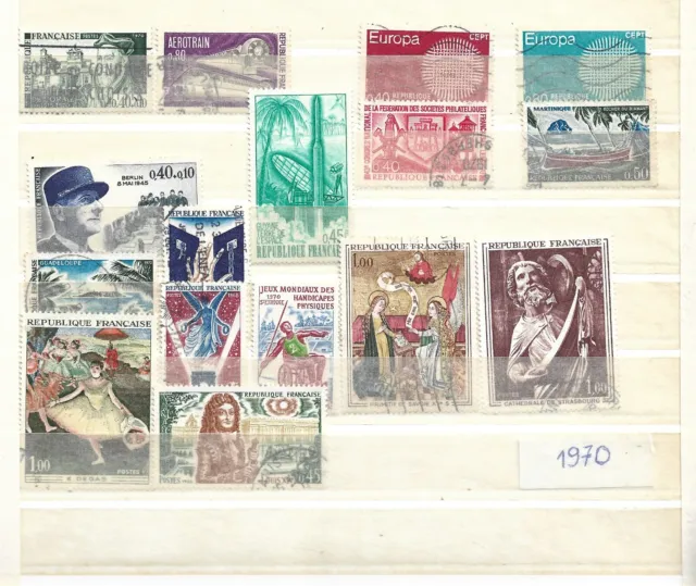 Lot de timbres gommés des années 1970 (117 unités) cote47€; 5 scans