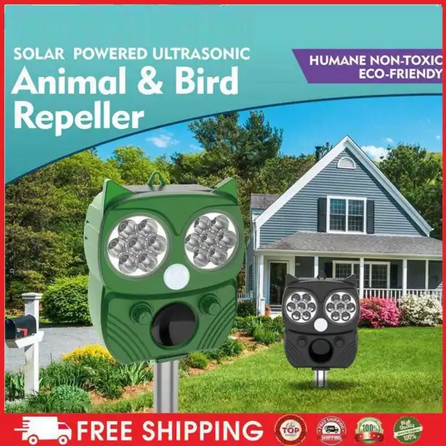 Solar Powered Ultrasonic Animal Repeller Outdoor Bird Cat Dog Sound Repellents