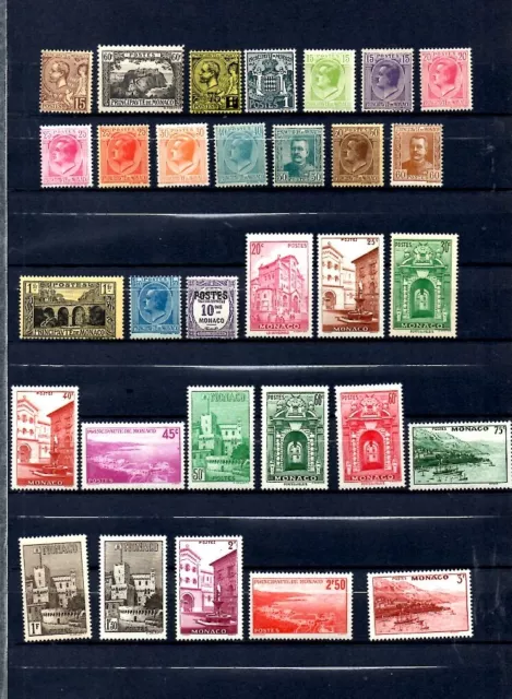 Monaco, Lot De 145 Timbres & 2 Blocs Feuillets Neufs** Sans Charniere