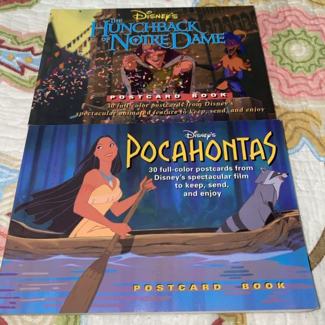 DISNEY Postcard Books Pocahontas & Hunchback Of Notre Dame