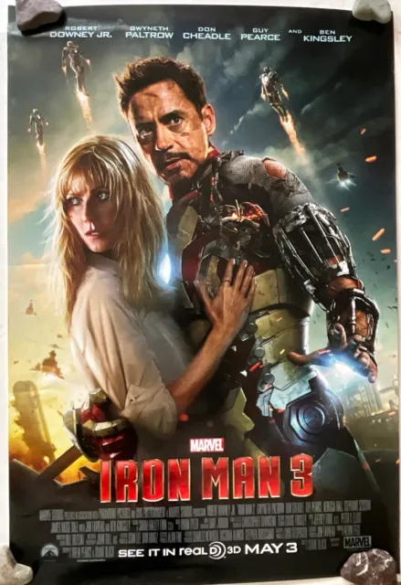 Iron Man 3 Double Sided DS Original Movie Theater Poster 27"x 40" MARVEL