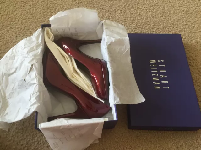 NIB Stuart Weitzman Platswoon Patent leather platform pump 7 7.5 red/FireQuasar 2