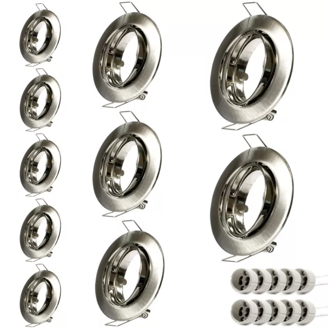 10er Set Cadre D'Encastrement Anneau / Insert Encastrable GU10 LED Satin Nickel