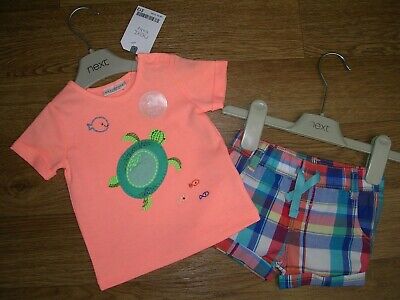 BNWT NEXT Boys Shorts TURTLE T-Shirt Top Set Outfit Age Newborn NEW RRP £12