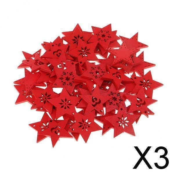 3x 50 Stücke 30x30x2mm Holz Weihnachten  Sternförmige Holz