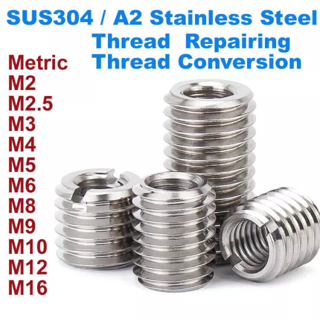 HQ Metric M2 ~ M16 Nut Insert Thread Repairing Metal Threads Conversion SUS304
