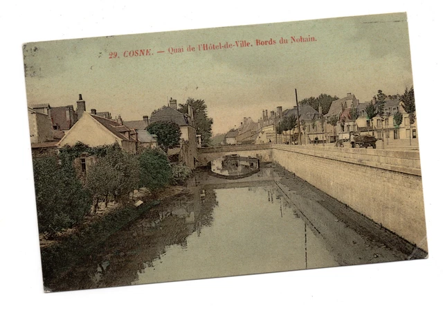 58 COSNE - quai de l'hôtel de ville - bords du nohain - voyagée en 1908