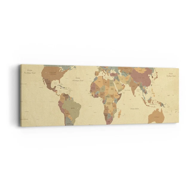 Tableau Carte Du Monde Moderne Sur Toile – Décoration Murale Style Arty