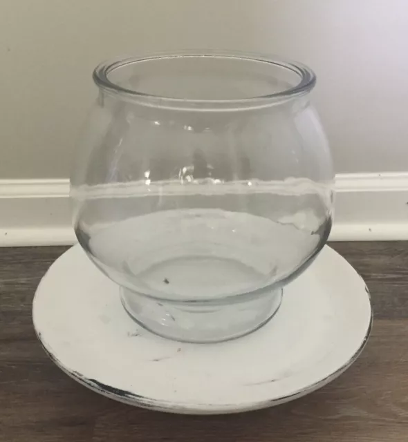 Heavy Clear Glass Fish Bowl Aquarium Terrarium 1 Gallon Candy Bowl Dish