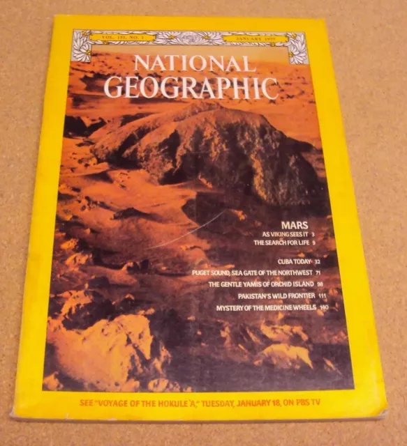 NATIONAL GEOGRAPHIC JANUARY 1977 Mars Cuba Puget Sound Orchid Island ...