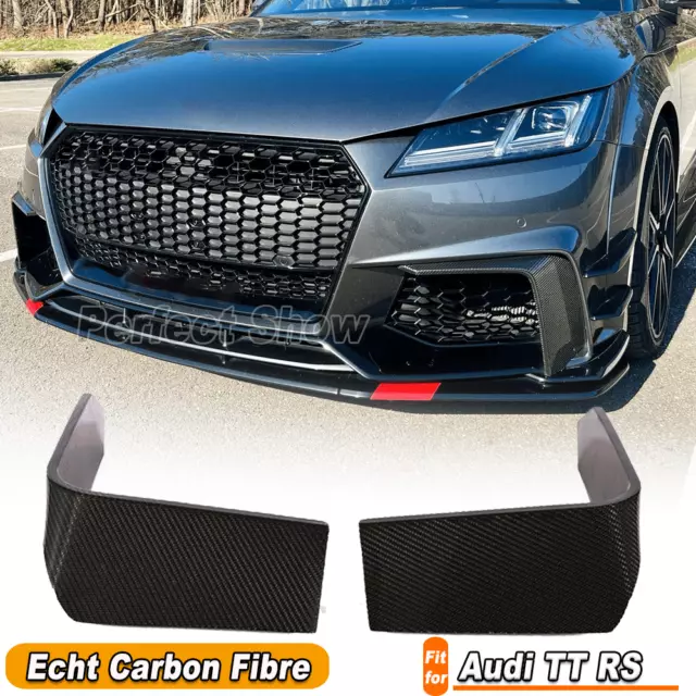 2x Carbon Spoiler Canards Fins Front Fog Light Cover Splitter for Audi TT RS