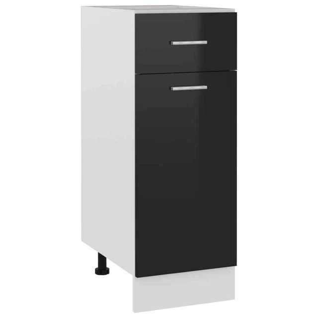 Armoire de plancher tiroir Noir brillant 30x46x81,5cm Aggloméré