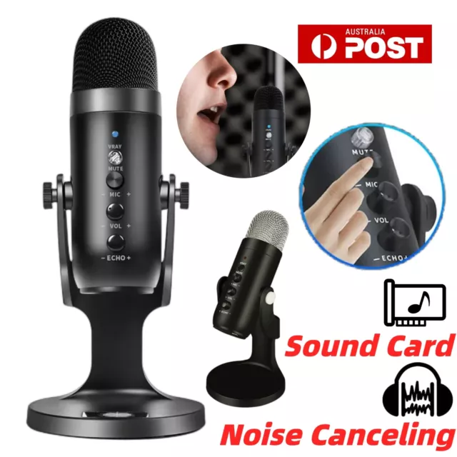 Condenser Microphone Audio Studio Mic Podcast Gaming Recording Arm Stand USB AU