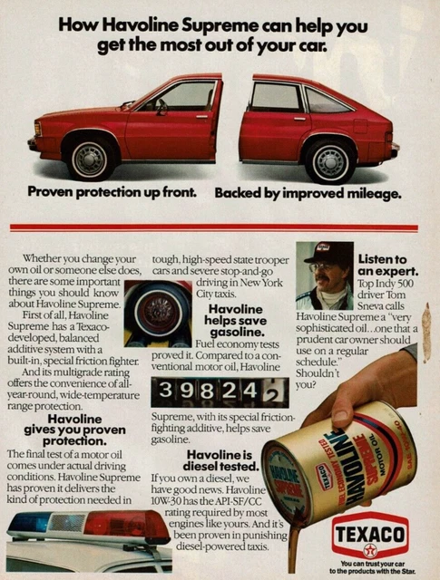 1982 Vintage Print Ad Texaco Havoline Supreme can help protection save diesel