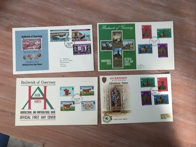 Guernsey Unaddressed Fdc ~  X 4 (Vv144)
