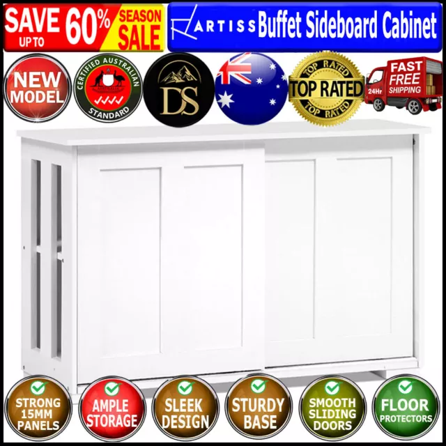 Artiss Buffet Sideboard Cabinet White Doors Storage Shelf Cupboard Hallway Table