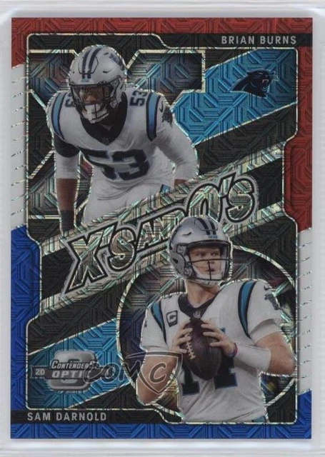 2021 Panini Contenders Optic Red White & Blue Prizm /13 Brian Burns Sam Darnold