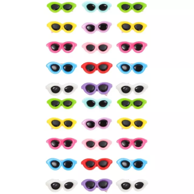 30 Pcs Pet Glasses Hairpin Cute Hairpins Dog Sunglasses Clips Bows Headband