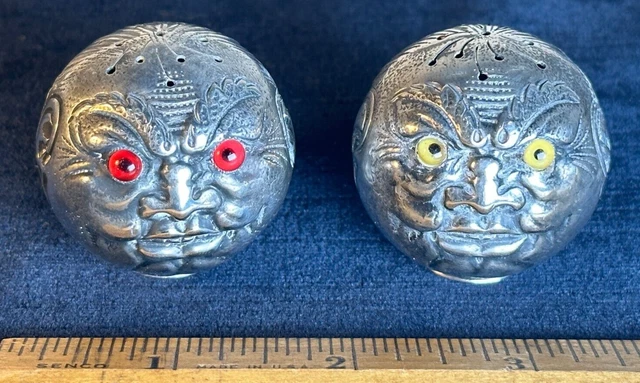 Gorham Figural 'Man in the Moon' Sterling Salt & Pepper Set - Rare & Excellent!