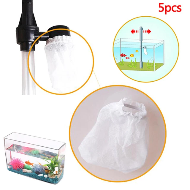 5pcs Aquarium Filter Bag Fish Tank Mesh Cotton Elasticated Bag Cleaning Too P CB