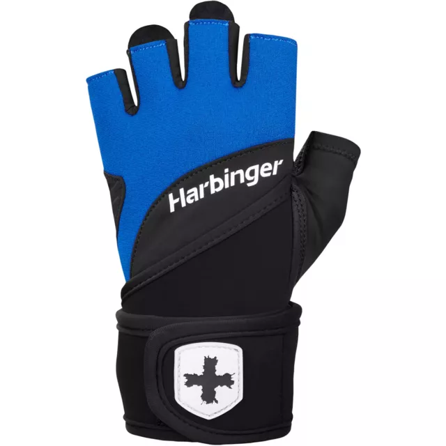 Harbinger Unisex Training Grip Wrist Wrap Weight Lifting Gloves 2.0 - Black/Blue 3