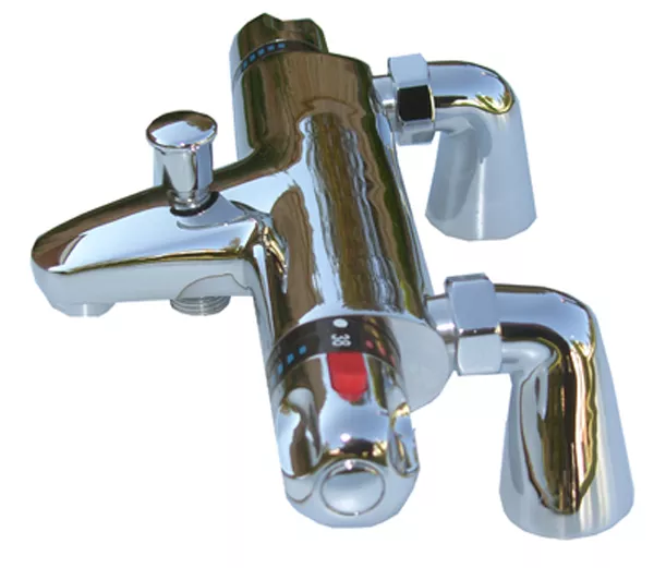 Thermostatic Bath Shower Mixer Valve Tap Taps, Deck Mounted Chrome 1/4 Turn 057D