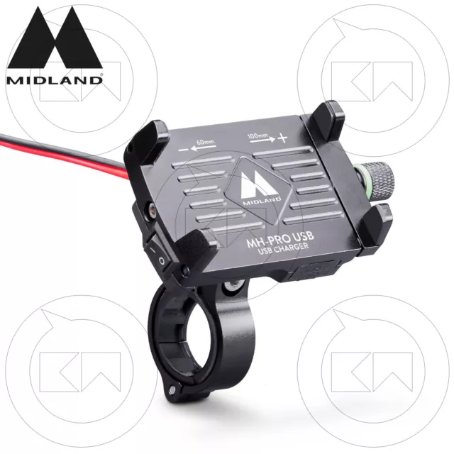 Midland Mh-Pro Usb Charger Supporto Con Ricarica Cellulare Manubrio Moto