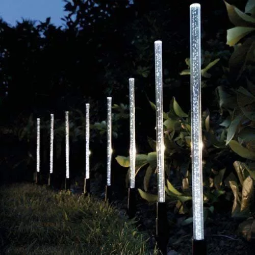 8 Solar Bubble Stick Lights LED Stake Lamps Garden Outdoor Bright White 30cm