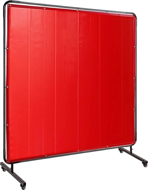 Mophorn Welding Screen with Frame 6' x 6', Curtain x Red