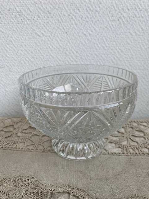 Service à salade de fruits en verre ciselé années 70