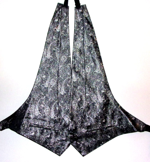 Men's Black & Silver Backless/Open Back Vest & Bow Tie - Lord West