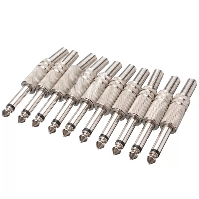 10pcs 6.35mm Jack Plug Male Mono Audio Connector Adapter 1/4'' Male Soldering