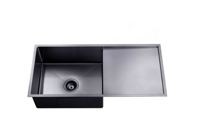 Brushed Gunmetal Black 304 Stainless Steel Kitchen Sink Single Bowl Drainboard