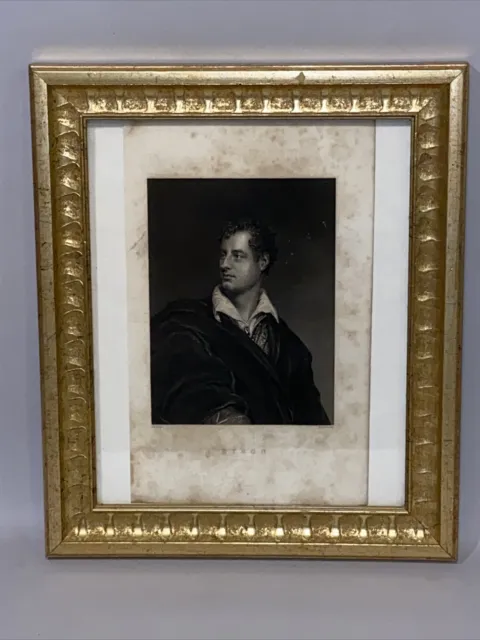 Gold Frame Old Etching Art Print Vintage Lord Byron Thomas Phillips Pithbrown