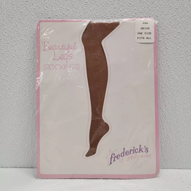 Frederick’s of Hollywood Beautiful Legs Stockings One Size Beige Vintage