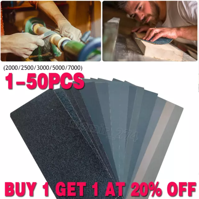 5-50PCS Wet and Dry Sand Paper Mixed Assorted DIY Grit 2000 2500 3000 5000 7000