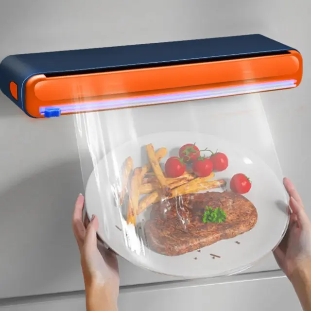 Dispensador de envoltura adhesiva de alimentos de plástico película conservadora herramienta de cocina reutilización