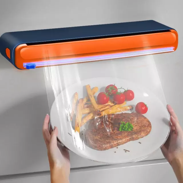 Plastic Food Cling Wrap Dispenser Cutter Preservative Film Kitchen Tool Reusab