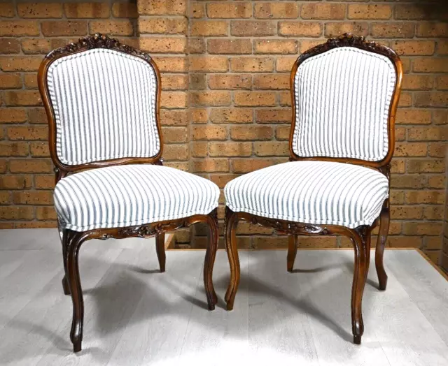 Antique French Louis XV Pair Of Dining Chairs Late 1800's - Completely Restored