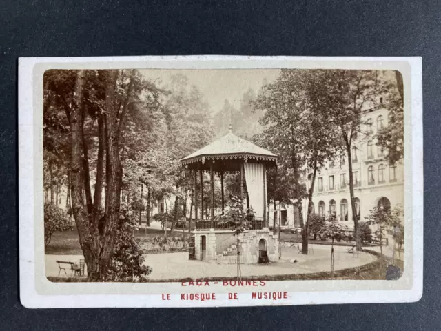 France, Eaux-Bonnes, le Kiosque de Musique, vintage albumen print, ca.1870 Tirag