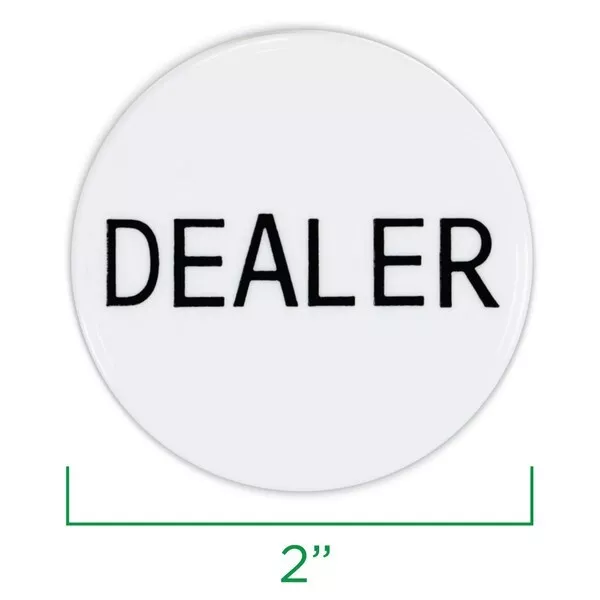 Dealer Button  FIVE PACK  White 2-Inch Diameter New in Plastic Package FIVE PACK