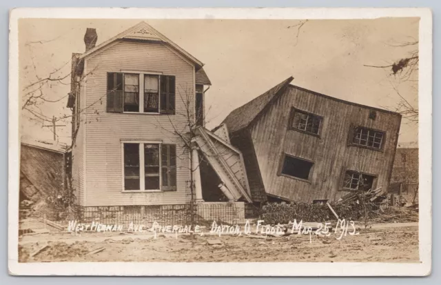 1913 Dayton, Ohio Flood Riverdale Destroyed Homes RPPC Real Photo Postcard