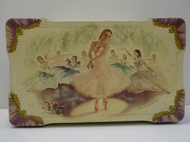 VINTAGE BISCUIT TIN Allens Peter Pan Toffees Red Shoes Ballet $32.00 ...