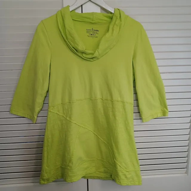 Neon Buddha Cowl Neck Pullover Tunic Top Womens size Small Lime Surf