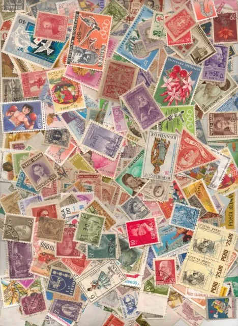 Worldwide Stamp Collection, 200 Stamps, Hand Stamped All Off Paper  All Used