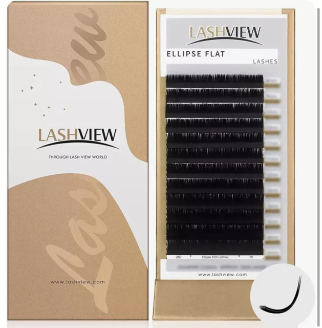 LASHVIEW Eyelash Extensions,Black,Individual Lashes,C Curl,MATTE FLAT 8mm