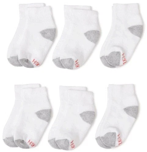 Boys' 6-Pack Ankle Socks, White, 9 - 2 1/2, White, Size 0.0 rNvm