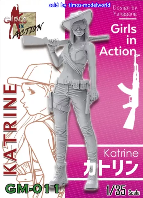 ZLPLA Genuine 1/35 Katrine Girls in Action Resin Figure Assembly Model GM-011