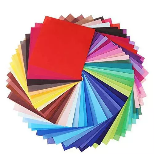 8 inch x 8 inch Single Sided Square Origami Paper,50 Colors,200 Sheets