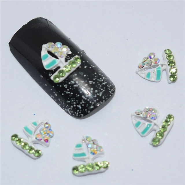 Nail Art Overlay  - 2x Boot Segelschiff Nailart 3D Einleger Strass Charm #N9